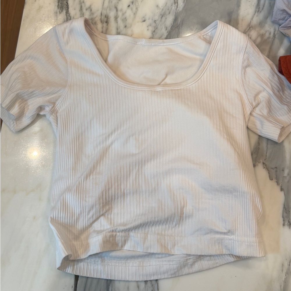 Lululemon Ribbed Cropped Short Sleeve Tee | Size 6 | White